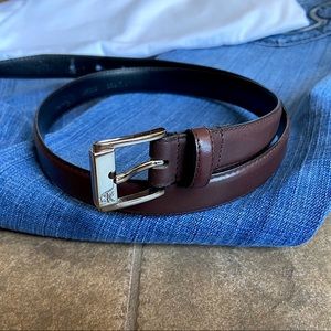 Good GUC Calvin Klein Brown & Silver Leather Belt